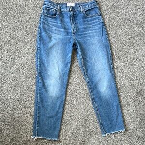 Everlane High Rise Blue Ankle Cropped Jeans with Raw Hem Size 31 Regular